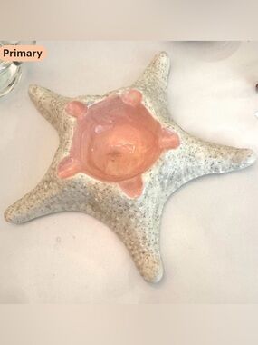 STARFISH ASHTRAY FLORIDA VINTAGE CERAMIC WHITE AND PINK COASTAL BEACH